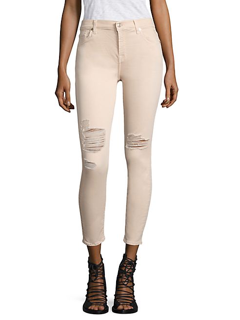 7 For All Mankind - Distressed Ankle Skinny Jeans