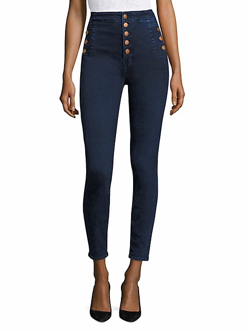 J BRAND - Natasha Sky High Buttoned Skinny Jeans/Throne