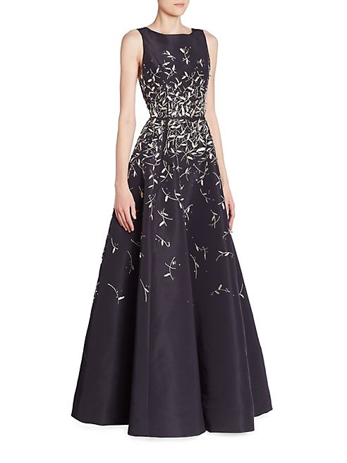 Oscar de la Renta - Embroidered Draped Gown