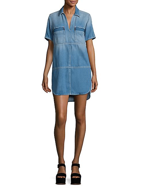 7 For All Mankind - Short Sleeve Popover Chambray Dress