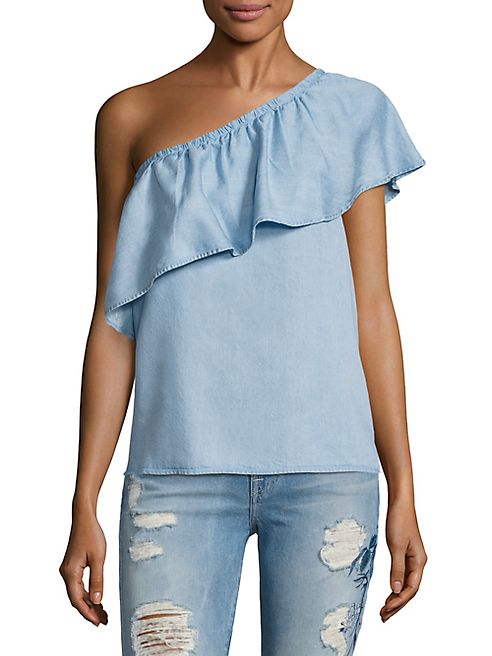 7 For All Mankind - One Shoulder Chambray Blouse