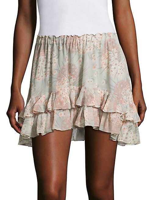 LOVESHACKFANCY - Kara Tiered Silk Georgette Skirt