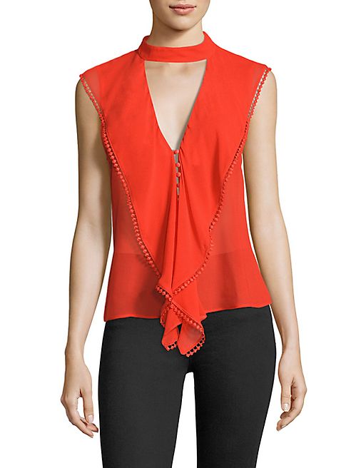 NICHOLAS - Ruffled Silk Georgette Choker Top