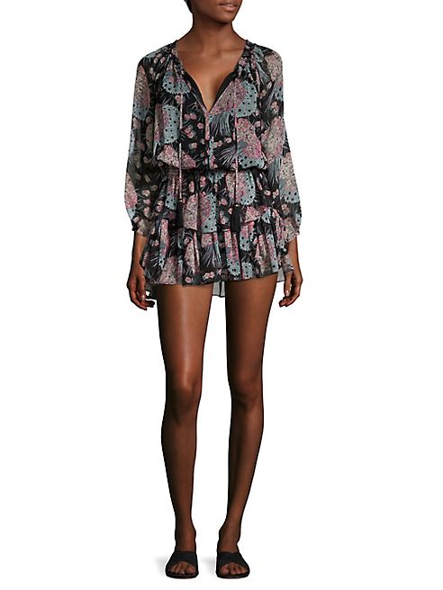 LOVESHACKFANCY - Printed Silk Georgette Popover Dress