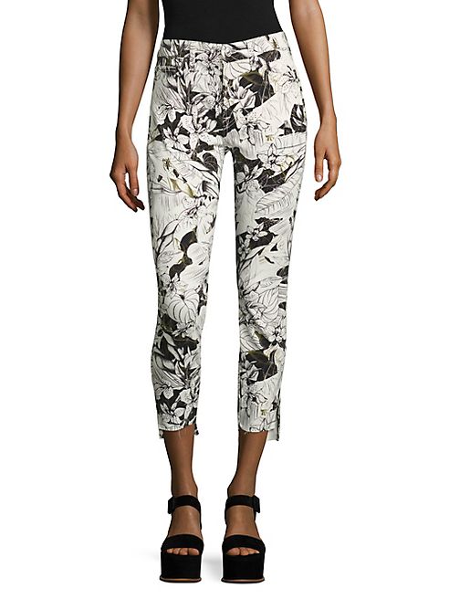 7 For All Mankind - Floral-Print Step Hem Ankle Skinny Jeans