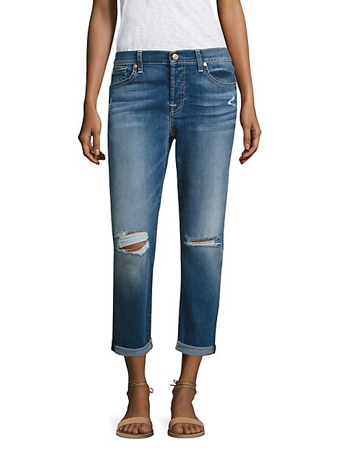 7 For All Mankind - Josefina Distressed Rolled Boyfriend Jeans