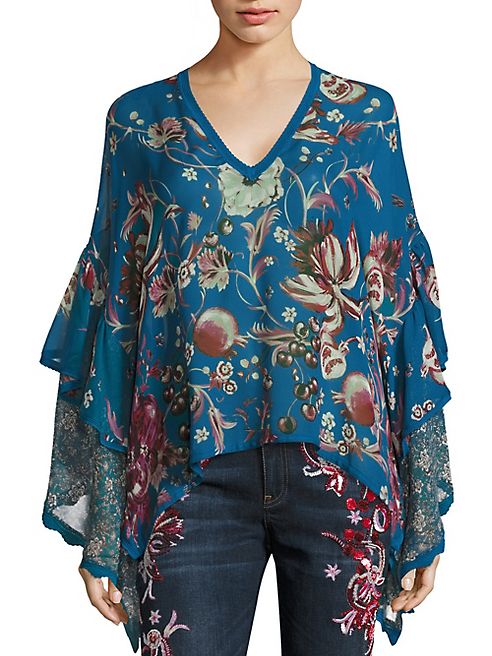 Roberto Cavalli - Silk Floral Ruffle Blouse