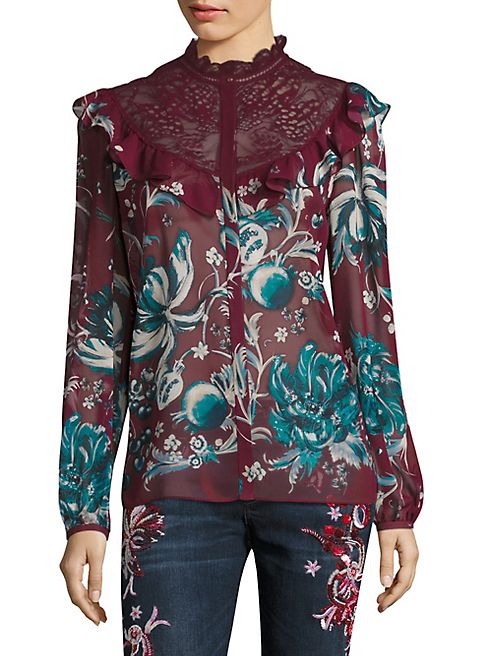 Roberto Cavalli - Silk Floral Lace Blouse