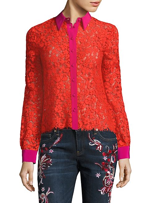 Roberto Cavalli - Floral Lace Silk Blouse