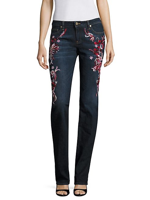 Roberto Cavalli - Floral Embroidered Denim Jeans