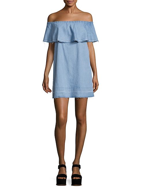 7 For All Mankind - Off-The-Shoulder Chambray Dress