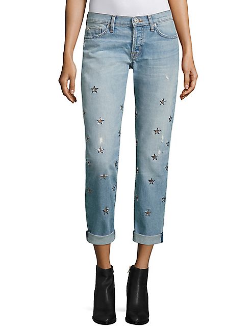 Hudson - Riley Star Cropped Straight-Leg Jeans