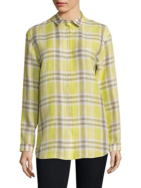 Lafayette 148 New York - Sabira Plaid Linen Shirt