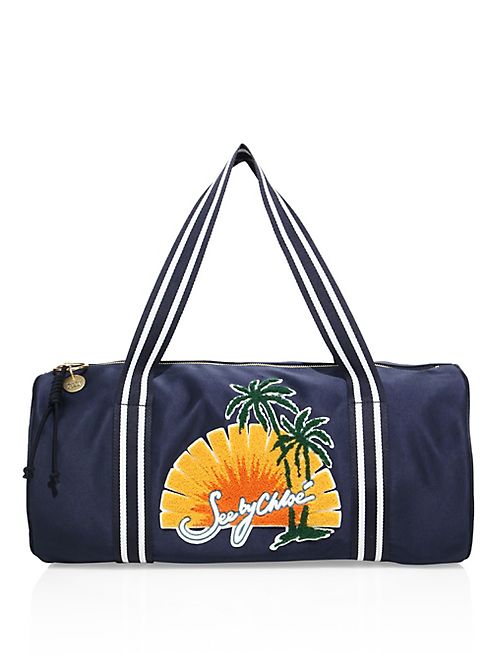 See by Chloé - Andy Embroidered Satin Duffel Bag