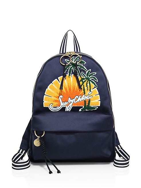 See by Chloé - Andy Embroidered Satin Backpack