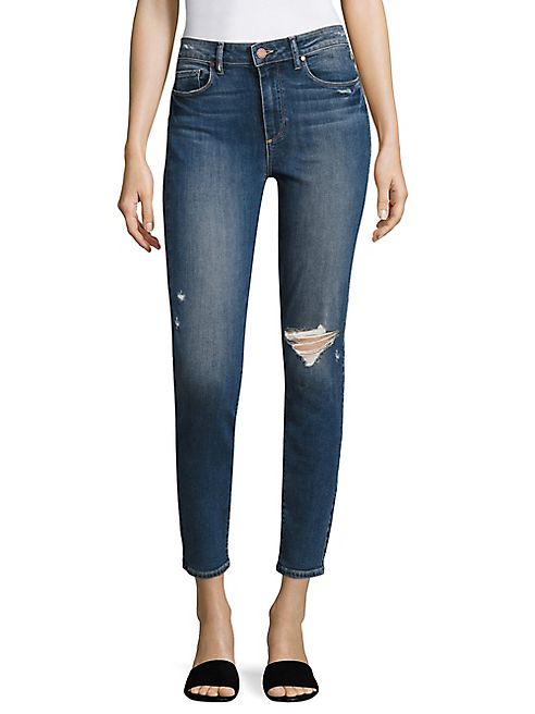 PAIGE - Hoxton High-Rise Distressed Ankle Skinny Jeans