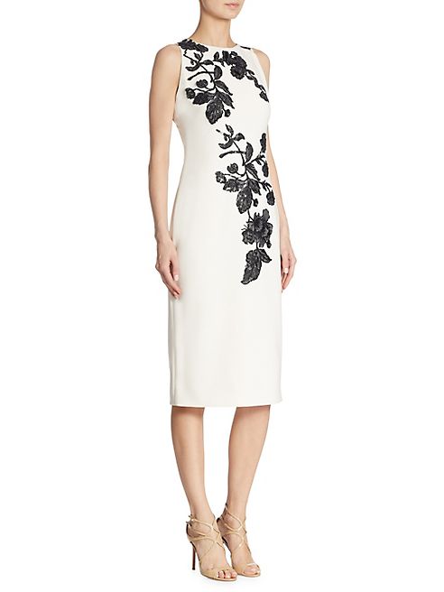 Theia - Embellished Floral Sheath Dress