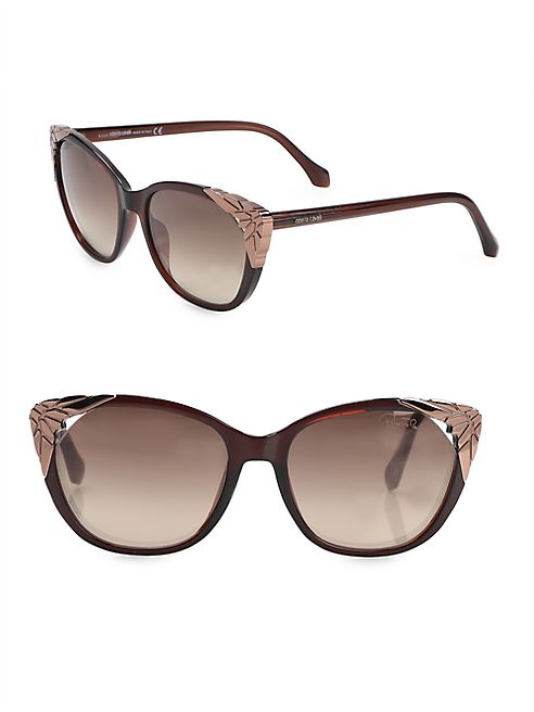 Roberto Cavalli - 56MM Metal-Cap Mirrored Cat Eye Sunglasses