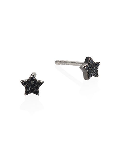 Astley Clarke - Black & Black Tiny Diamond Star Stud Earrings