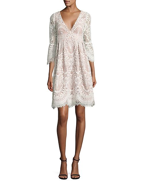 ML Monique Lhuillier - Bell Sleeve Lace Dress