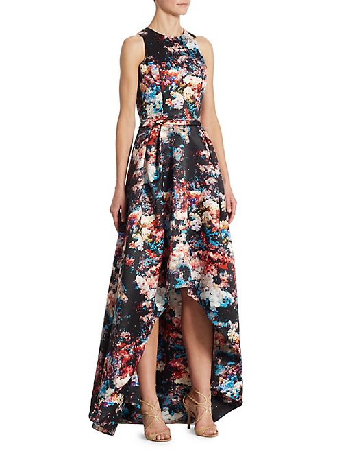 ML Monique Lhuillier - Floral-Print Hi-Lo Gown