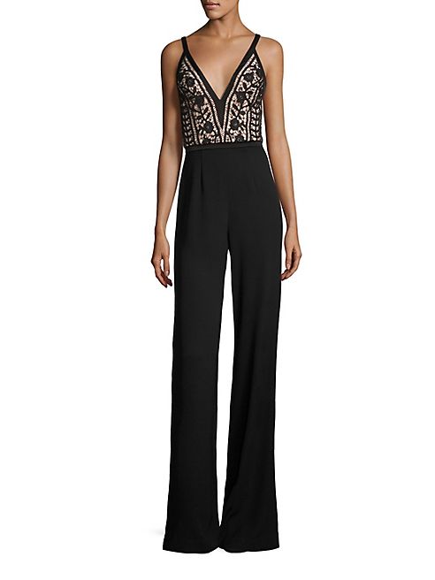 ML Monique Lhuillier - Deep V-Neck Jumpsuit