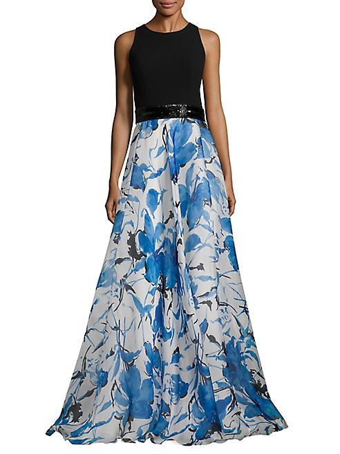 Carmen Marc Valvo - Floral Organza Gown