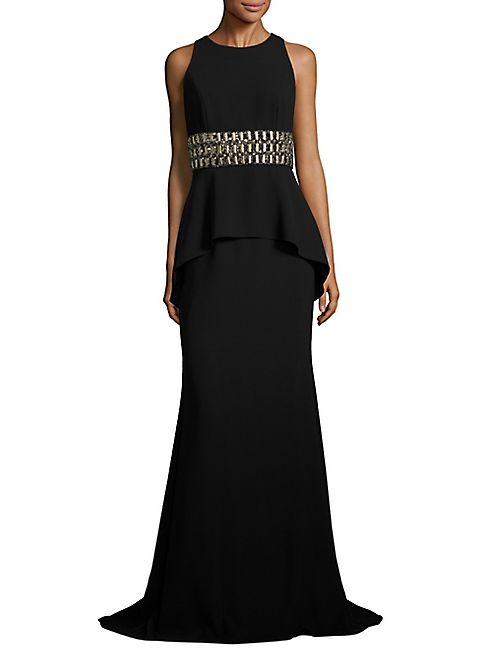 Carmen Marc Valvo - Crepe Peplum Gown