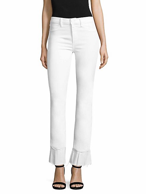 PAIGE - Rafaela Ruffled Cropped Kick Flare Jeans