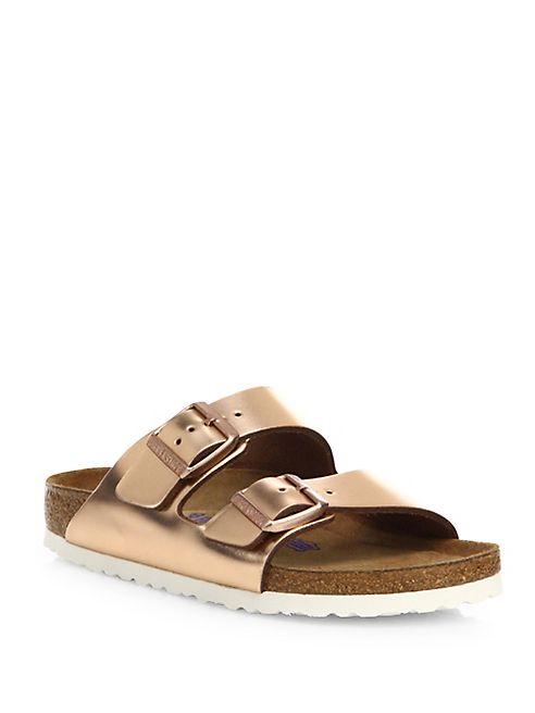 Birkenstock - Arizona Metallic Leather Buckle Sandals