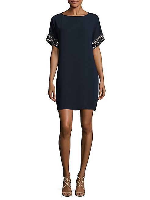 Carmen Marc Valvo - Embellished Jewelneck Dress