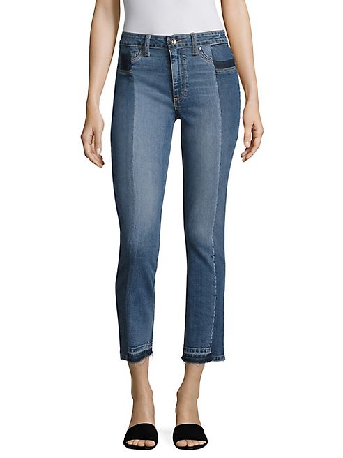 PAIGE - Taylor Pieced Raw-Edge Straight-Leg Jeans