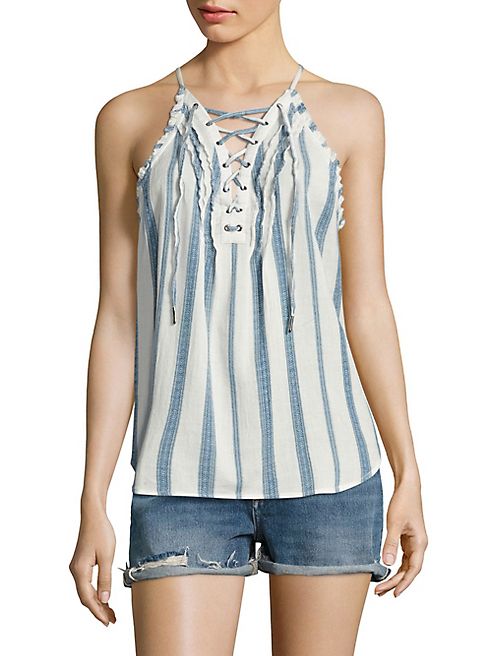 PAIGE - Bria Striped Lace-Up Tank Top