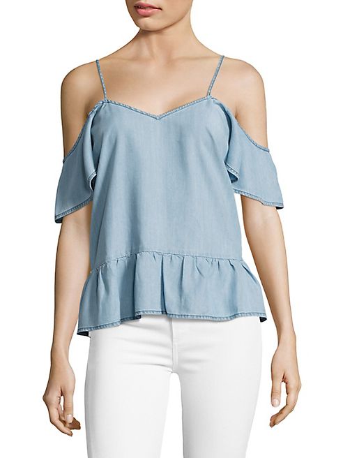 PAIGE - Mitzi Chambray Off-the-Shoulder Top