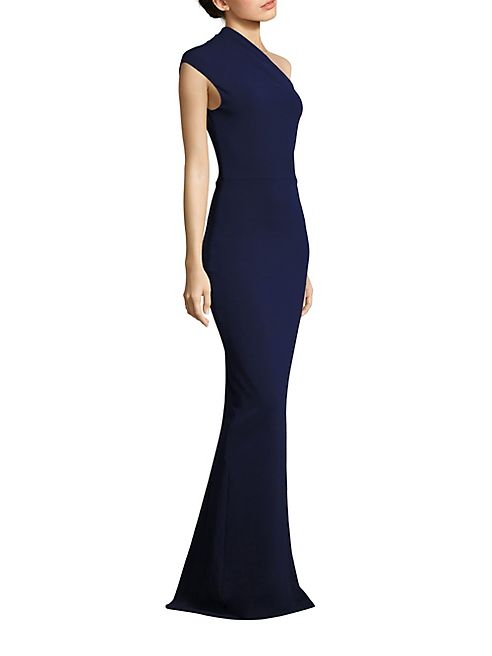 Solace London - Luna One-Shoulder Crepe Gown