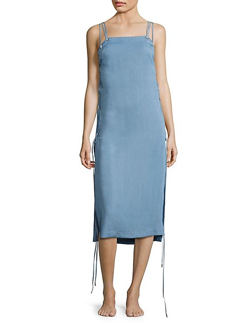 Jonathan Simkhai - Chambray Denim Lace-Up Dress