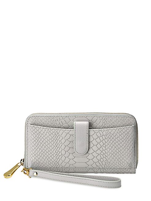 GiGi New York - City Python-Embossed Leather Zip-Around Phone Wallet