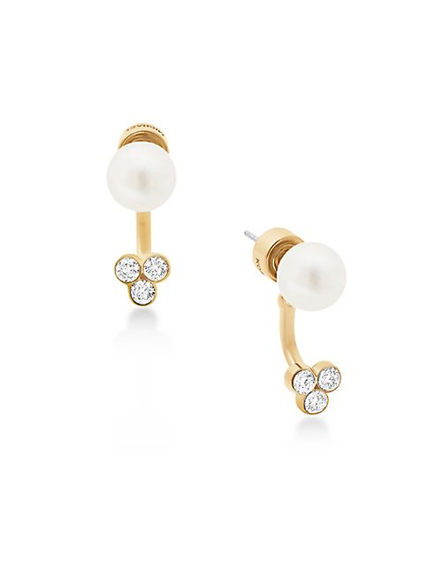 Michael Kors - Faux Pearl and Stone-Accented Front-Back Earrings