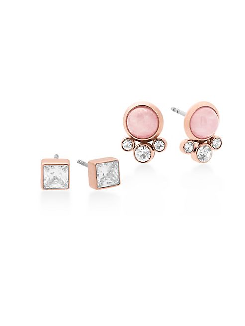 Michael Kors - Rose Quartz & Rose Goldtone Stainless Stud Earrings/Set of 2