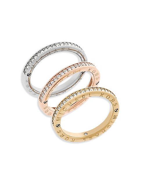 Michael Kors - Tri-Toned Stacking Pave Rings