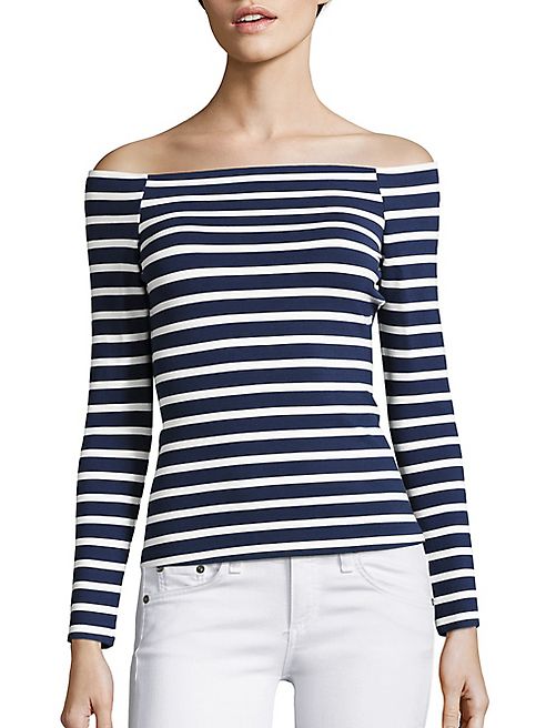 L'AGENCE - Cynthia Striped Off-The-Shoulder Top