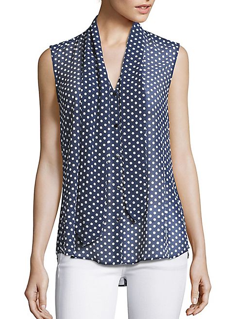 L'AGENCE - Natalia Printed Tie-Neck Blouse