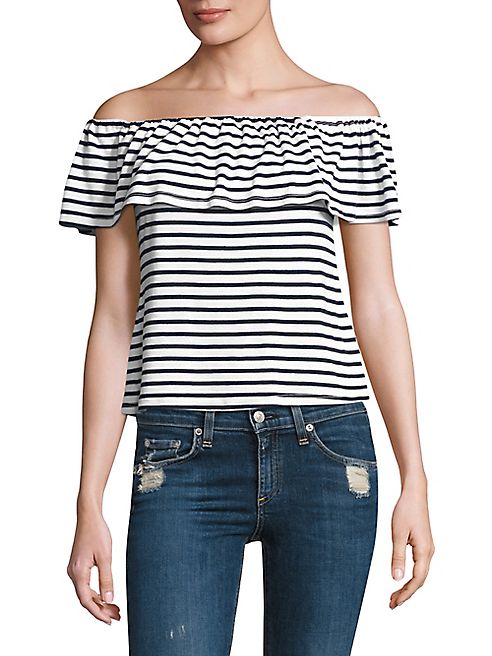 Splendid - Ruffled Striped Off-The-Shoulder Top