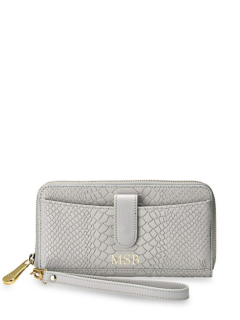 GiGi New York - Personalized City Python-Embossed Leather Zip-Around Phone Wallet