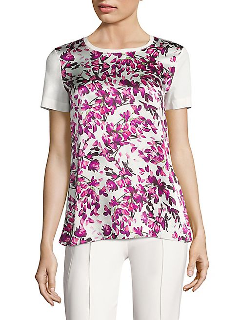 Escada - Petal-Print Cotton & Silk Tee