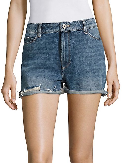 PAIGE - Sarah High-Rise Cuffed Denim Shorts