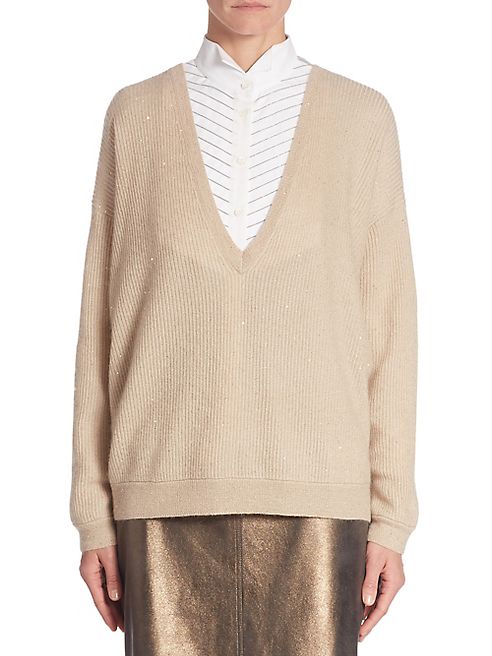 Brunello Cucinelli - V-Neck Sequin Sweater