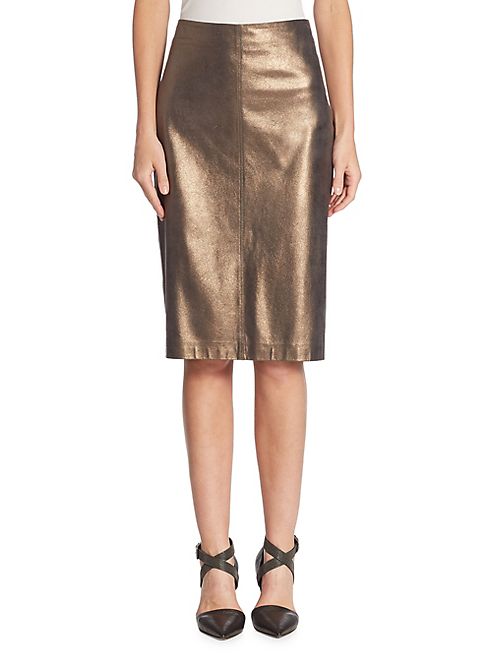 Brunello Cucinelli - Metallic Leather Skirt