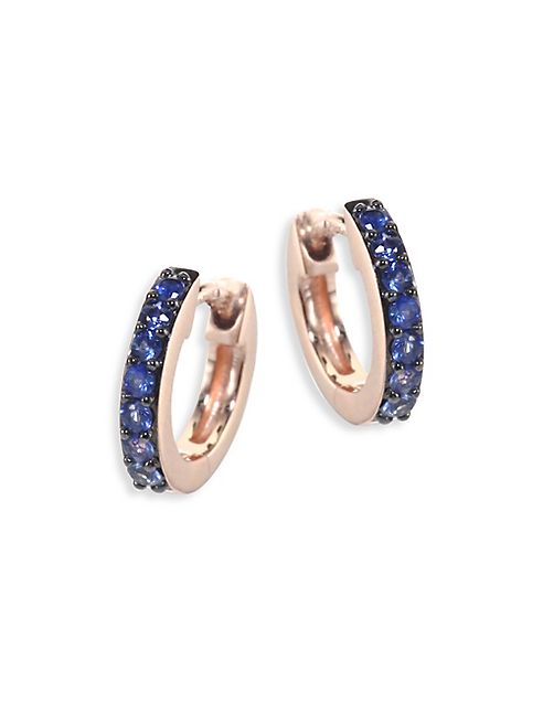 Astley Clarke - Mini Halo Blue Sapphire & 14K Rose Gold Hoop Earrings