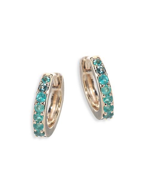 Astley Clarke - Mini Halo Emerald & 14K Yellow Gold Hoop Earrings